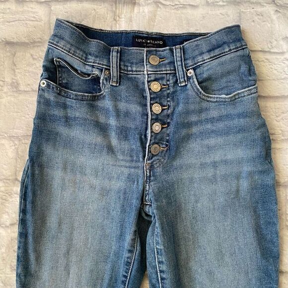 Lucky Brand women 4/27 ankle high rise skinny Bridgette button fly blue jeans - Picture 3 of 11